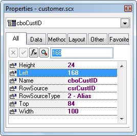 Using a cursor as the rowsource for a combo box on a VFP form.